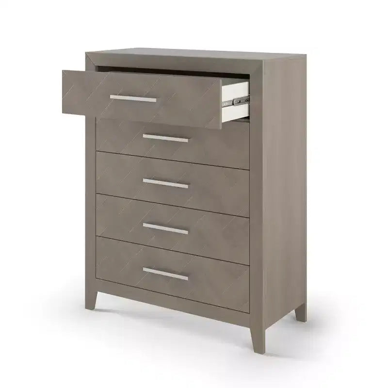 Crescent Gray / Toasted Chestnut 5-Drawer Chest for 1 Person, Nursery & Bedroom