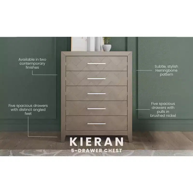 Crescent Gray / Toasted Chestnut 5-Drawer Chest for 1 Person, Nursery & Bedroom