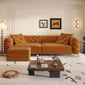 MAYEERTY 3-in-1 Convertible Sleeper Sofa, 28.4 Deep Seat Pull Out Sofa Bed with Movable Ottoman Orange