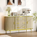 59 Sideboard Buffet Cabinet, Coffee Bar Cabinet with Sliding Door & 6 Drawers, Wood Credenza Console Table, Floor Cupboard Cabinet for Kitchen