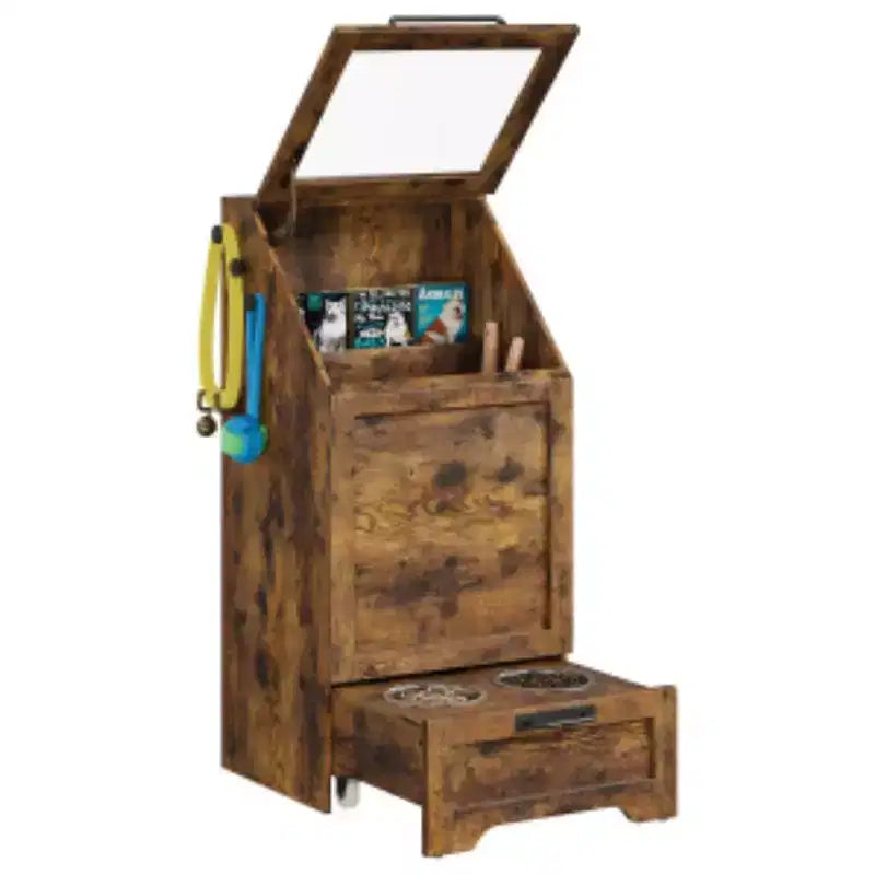 Flip-Top Pet Food Storage Cabinet (MDF, PB & Iron)