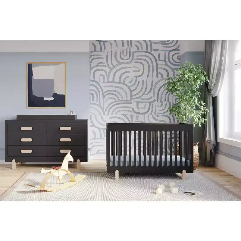 Changing Table Topper – Biscotti / Caviar Black / Matte White, Pine Wood, For 1 Baby