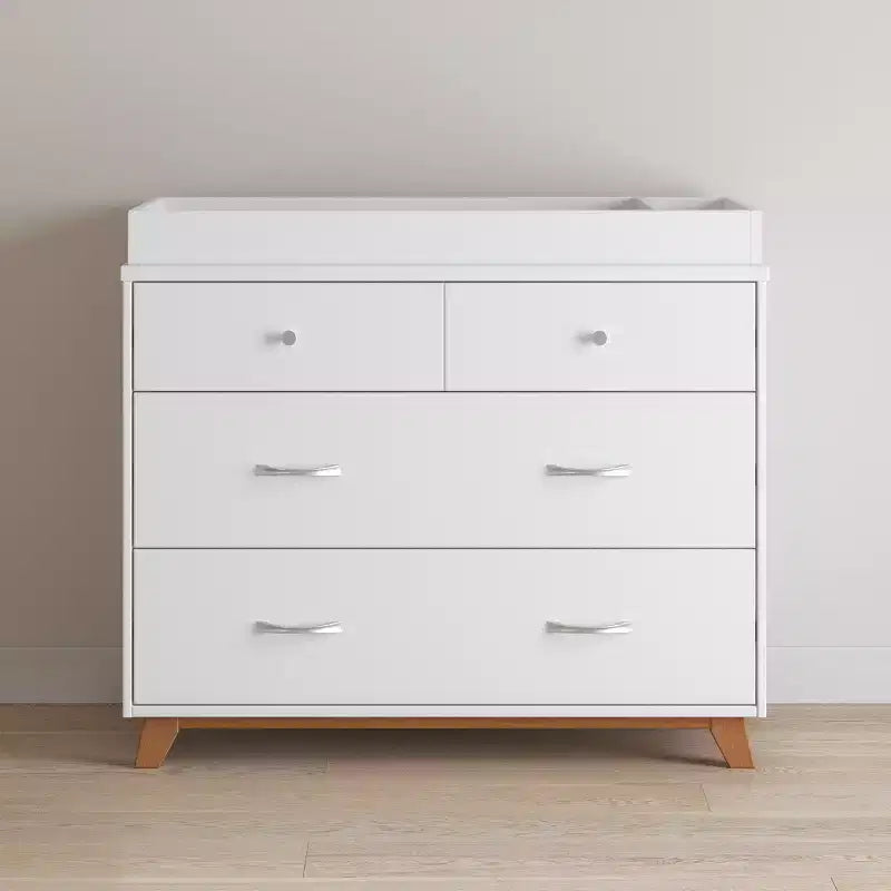 Changing Table Topper – Biscotti / Caviar Black / Matte White, Pine Wood, For 1 Baby