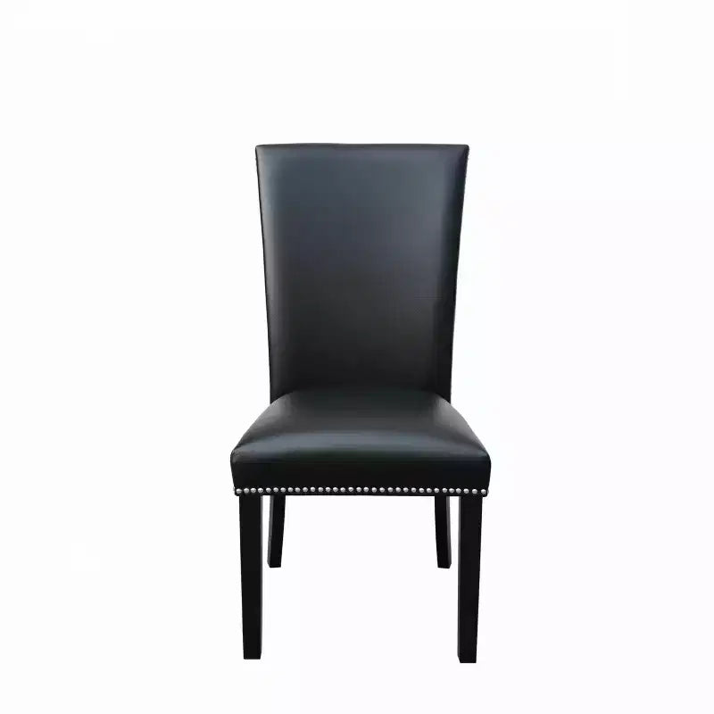 Black Faux Leather High Back Armless Dining Chair, Set of 2