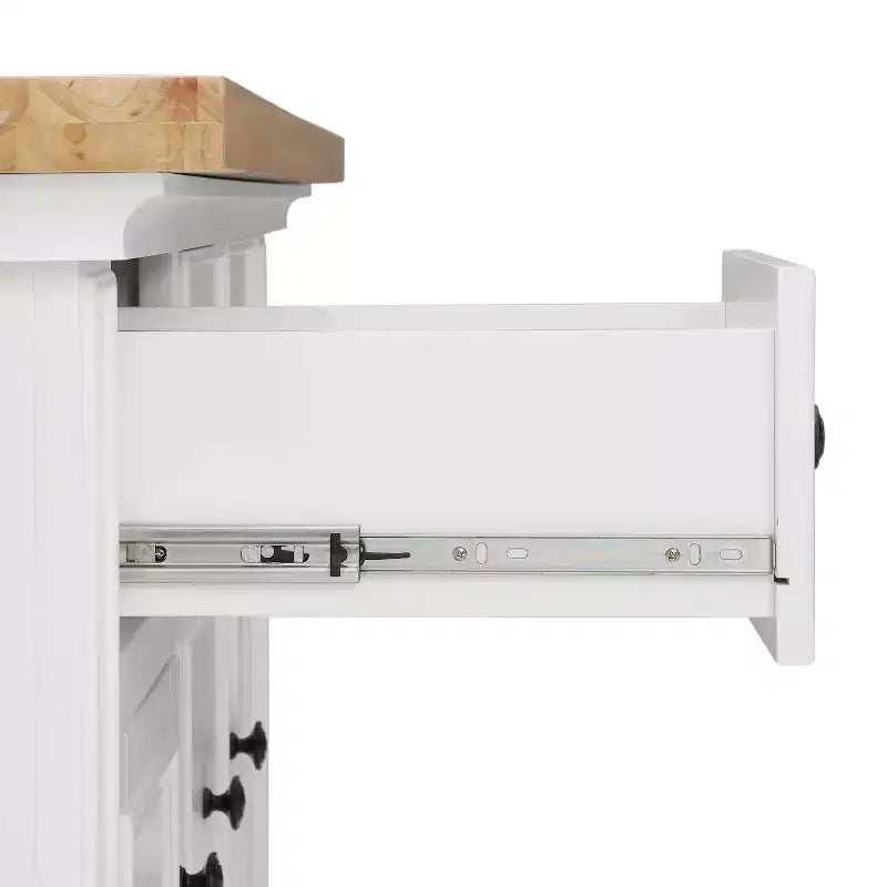 White/Black Wood Top Kitchen Island with 2 X-Back Stools, Seats 2