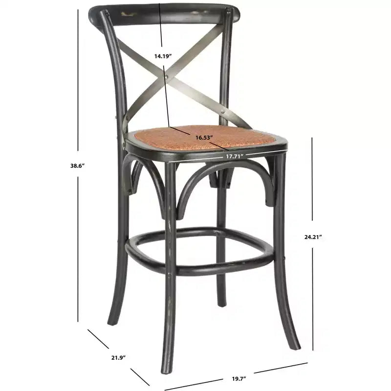 Antique White / Black / Oak X-Back Counter Stool, Armless, Seats 1