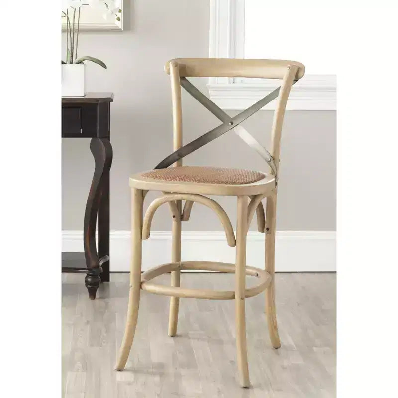 Antique White / Black / Oak X-Back Counter Stool, Armless, Seats 1