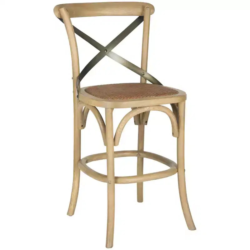Antique White / Black / Oak X-Back Counter Stool, Armless, Seats 1