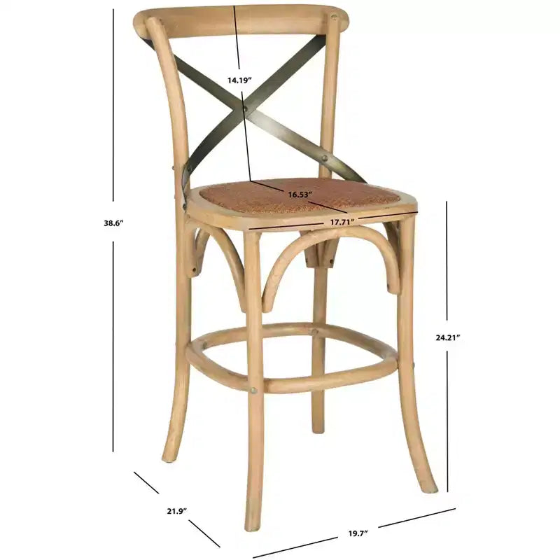 Antique White / Black / Oak X-Back Counter Stool, Armless, Seats 1