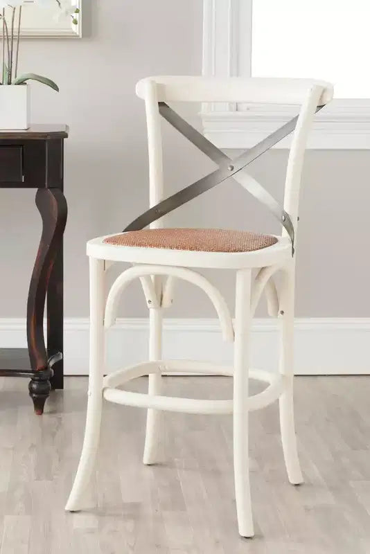 Antique White / Black / Oak X-Back Counter Stool, Armless, Seats 1