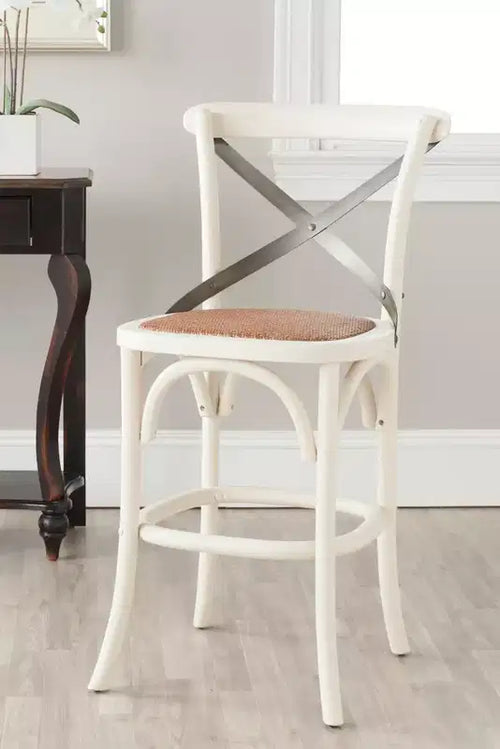 Antique White / Black / Oak X-Back Counter Stool, Armless, Seats 1