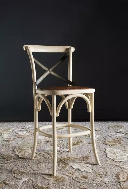 Antique White / Black / Oak X-Back Counter Stool, Armless, Seats 1