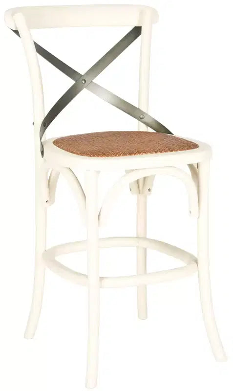 Antique White / Black / Oak X-Back Counter Stool, Armless, Seats 1