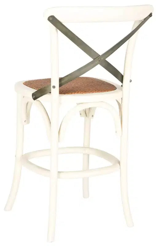 Antique White / Black / Oak X-Back Counter Stool, Armless, Seats 1