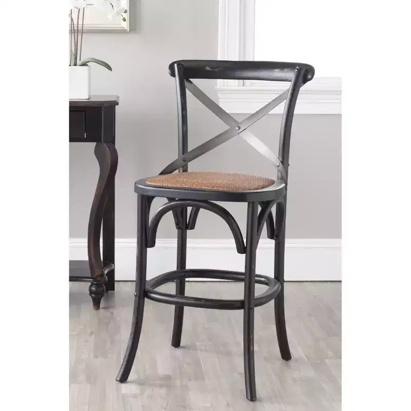 Antique White / Black / Oak X-Back Counter Stool, Armless, Seats 1
