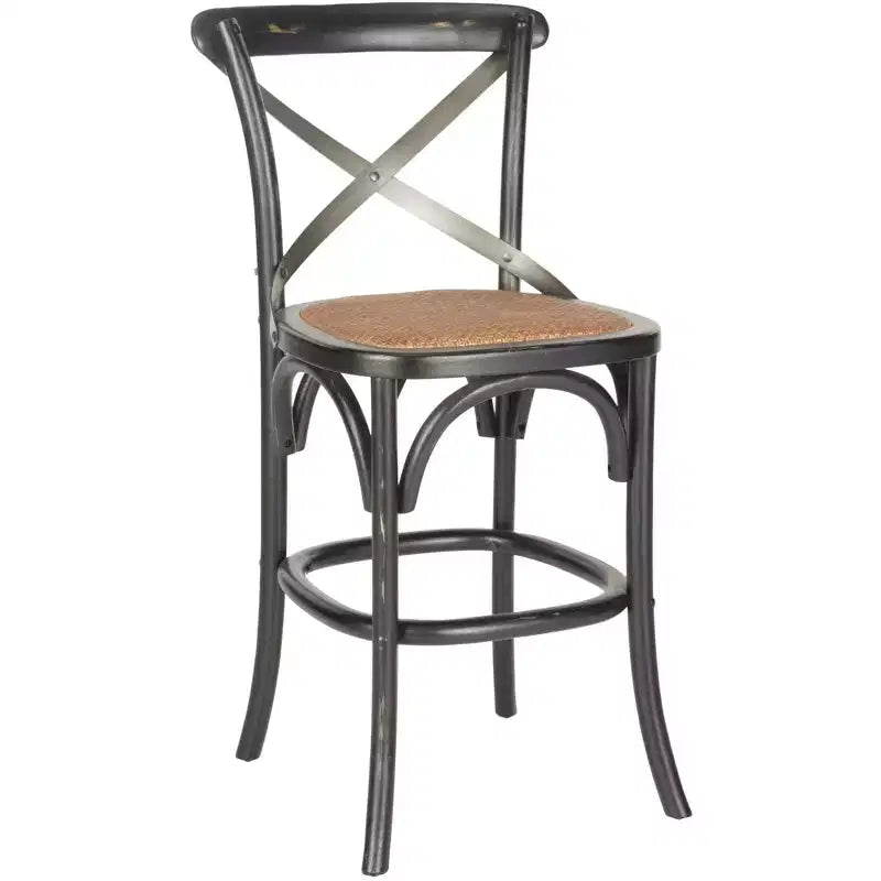 Antique White / Black / Oak X-Back Counter Stool, Armless, Seats 1