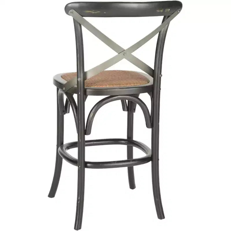Antique White / Black / Oak X-Back Counter Stool, Armless, Seats 1