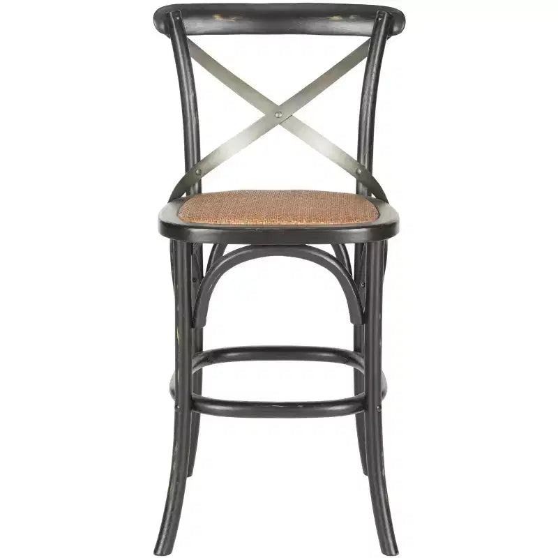 Antique White / Black / Oak X-Back Counter Stool, Armless, Seats 1