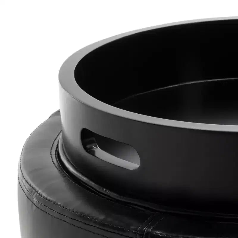 Round Flip-Top Storage Ottoman, Black/Red, Seats 1