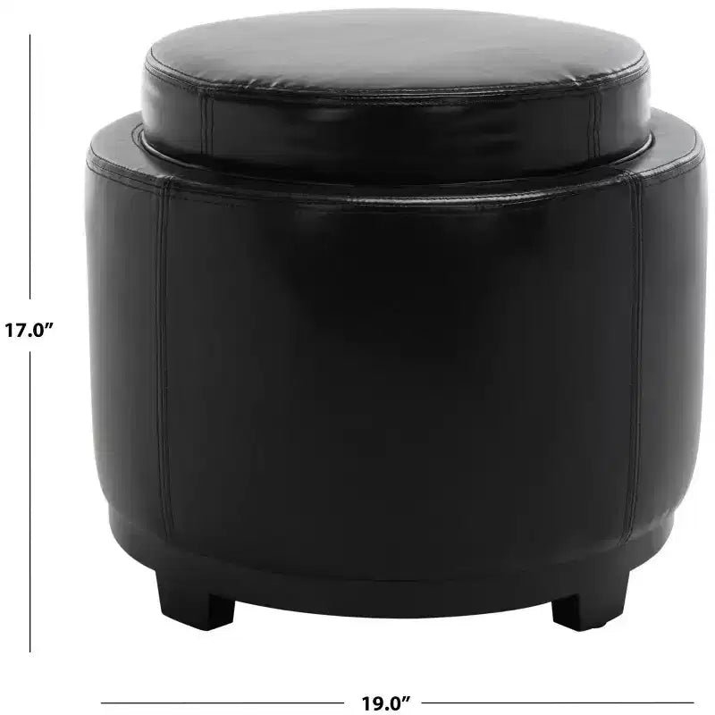 Round Flip-Top Storage Ottoman, Black/Red, Seats 1