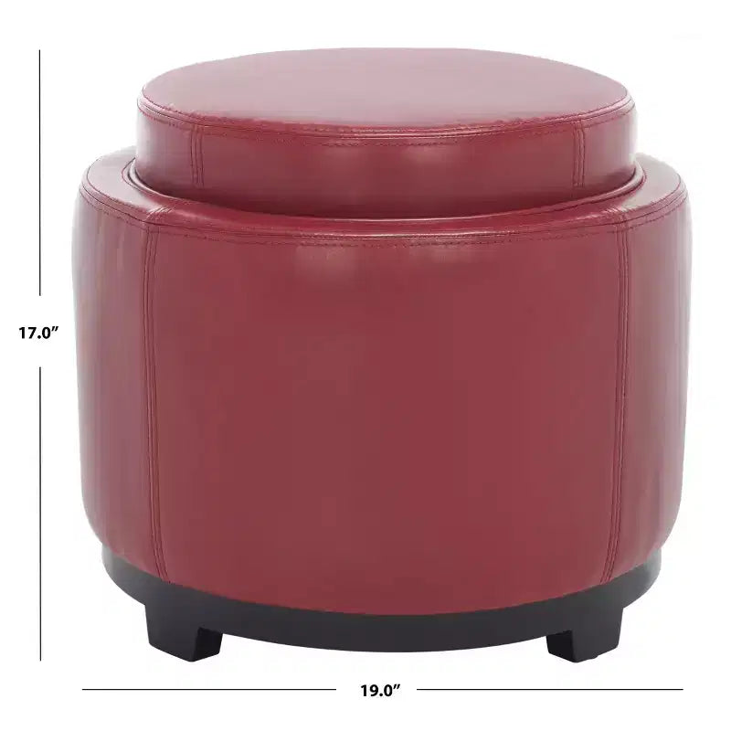 Round Flip-Top Storage Ottoman, Black/Red, Seats 1