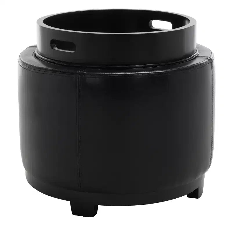 Round Flip-Top Storage Ottoman, Black/Red, Seats 1
