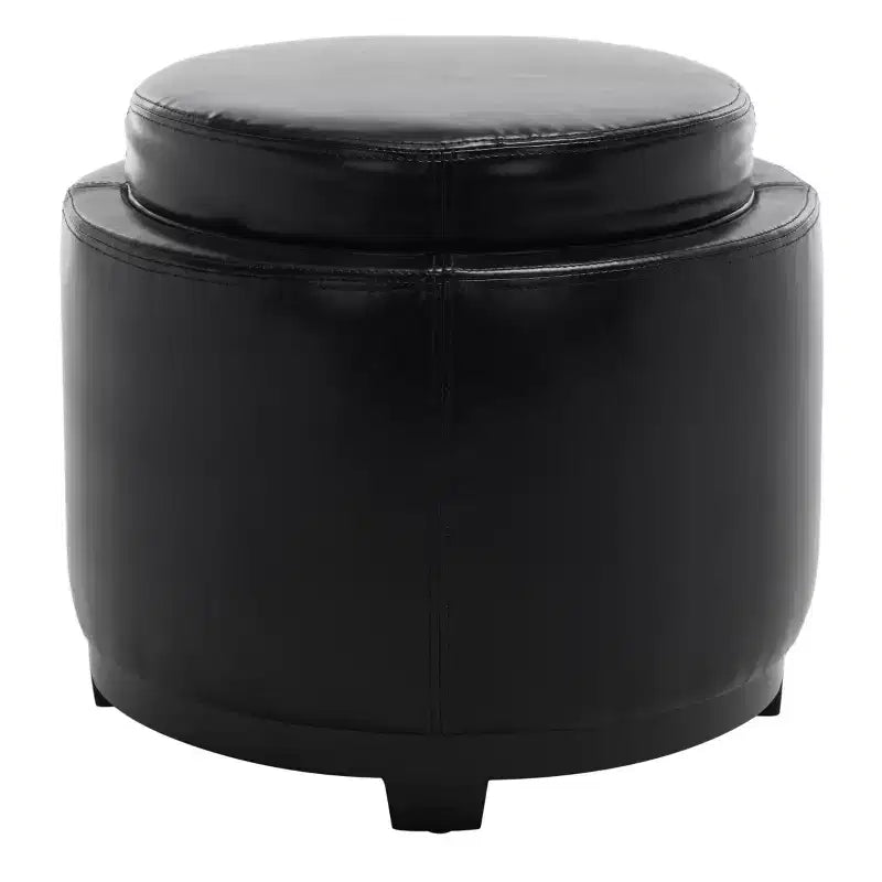 Round Flip-Top Storage Ottoman, Black/Red, Seats 1