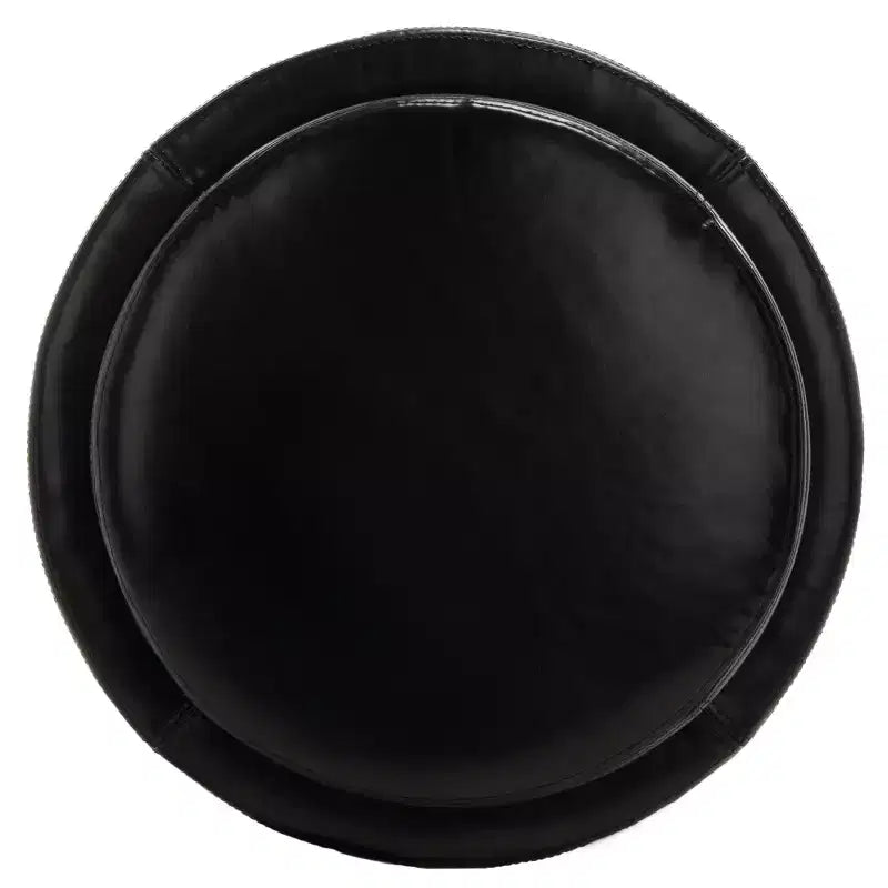 Round Flip-Top Storage Ottoman, Black/Red, Seats 1