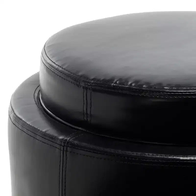 Round Flip-Top Storage Ottoman, Black/Red, Seats 1