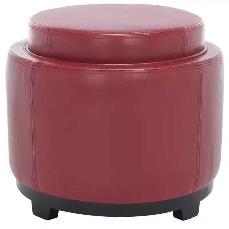 Round Flip-Top Storage Ottoman, Black/Red, Seats 1