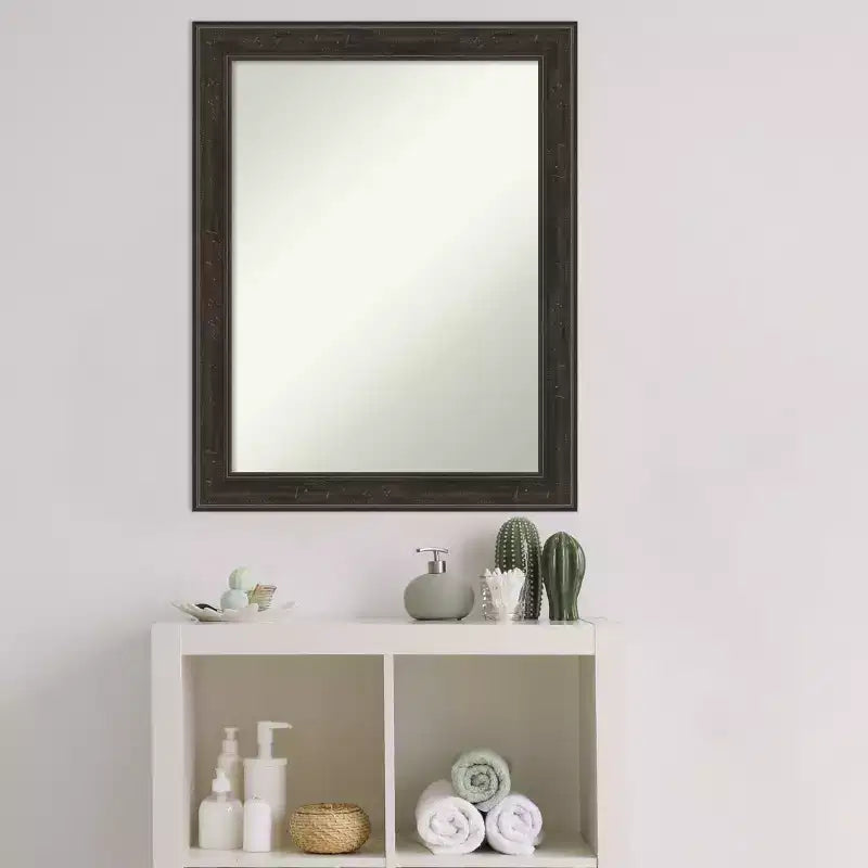 Grey Wash Narrow Frame Rectangle Wall Mirror, 1-Panel