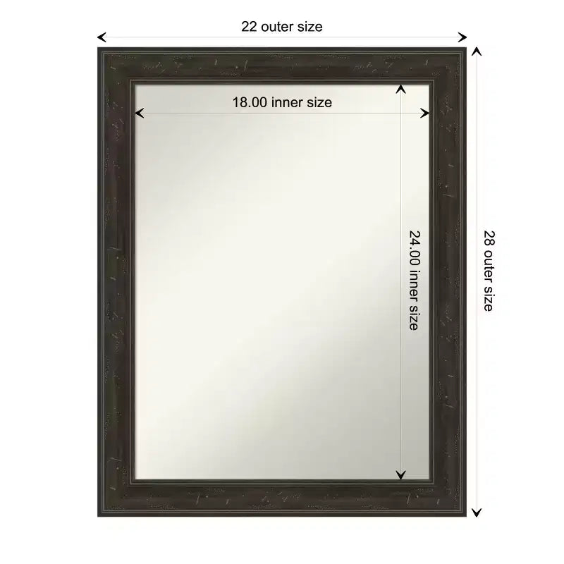 Grey Wash Narrow Frame Rectangle Wall Mirror, 1-Panel
