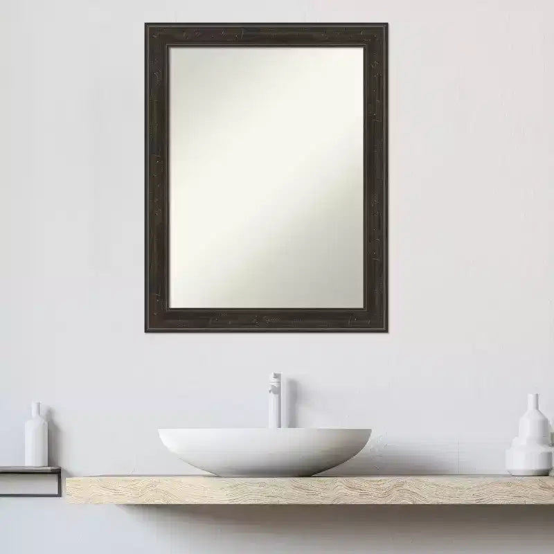Grey Wash Narrow Frame Rectangle Wall Mirror, 1-Panel