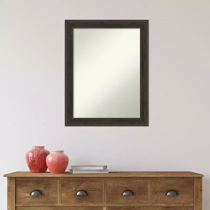 Grey Wash Narrow Frame Rectangle Wall Mirror, 1-Panel